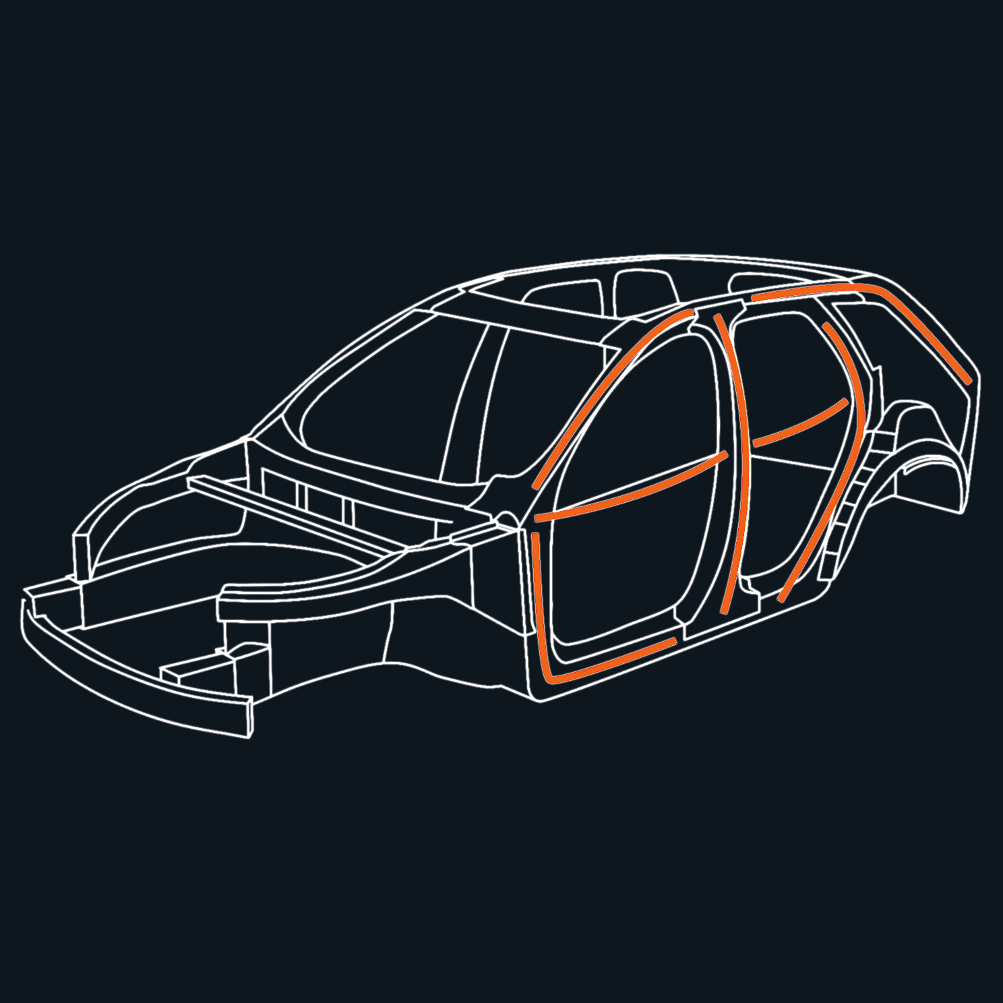 车辆底盘数字轮廓效果