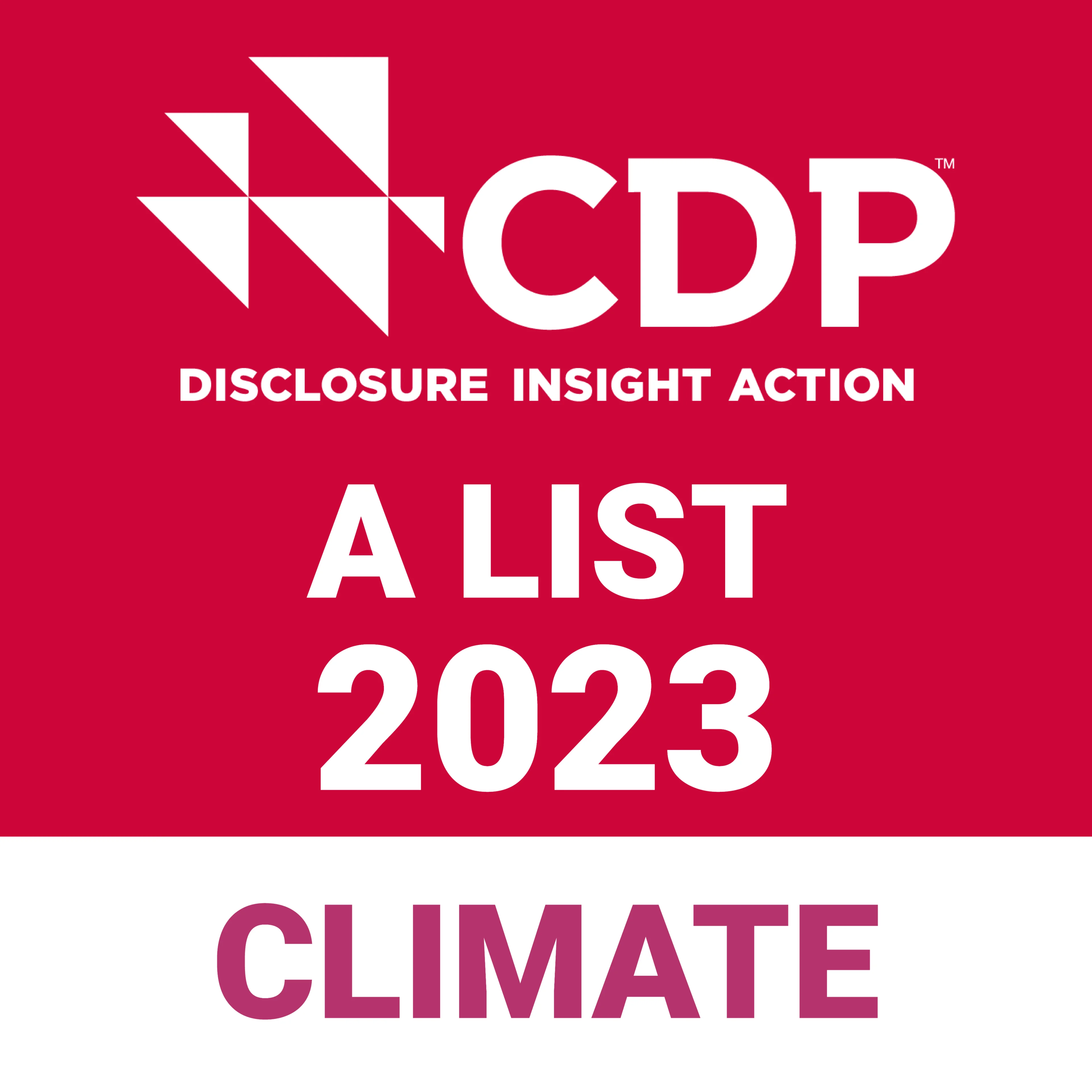 2021 CDP 披露洞察力行动方案 A 级榜单的标志