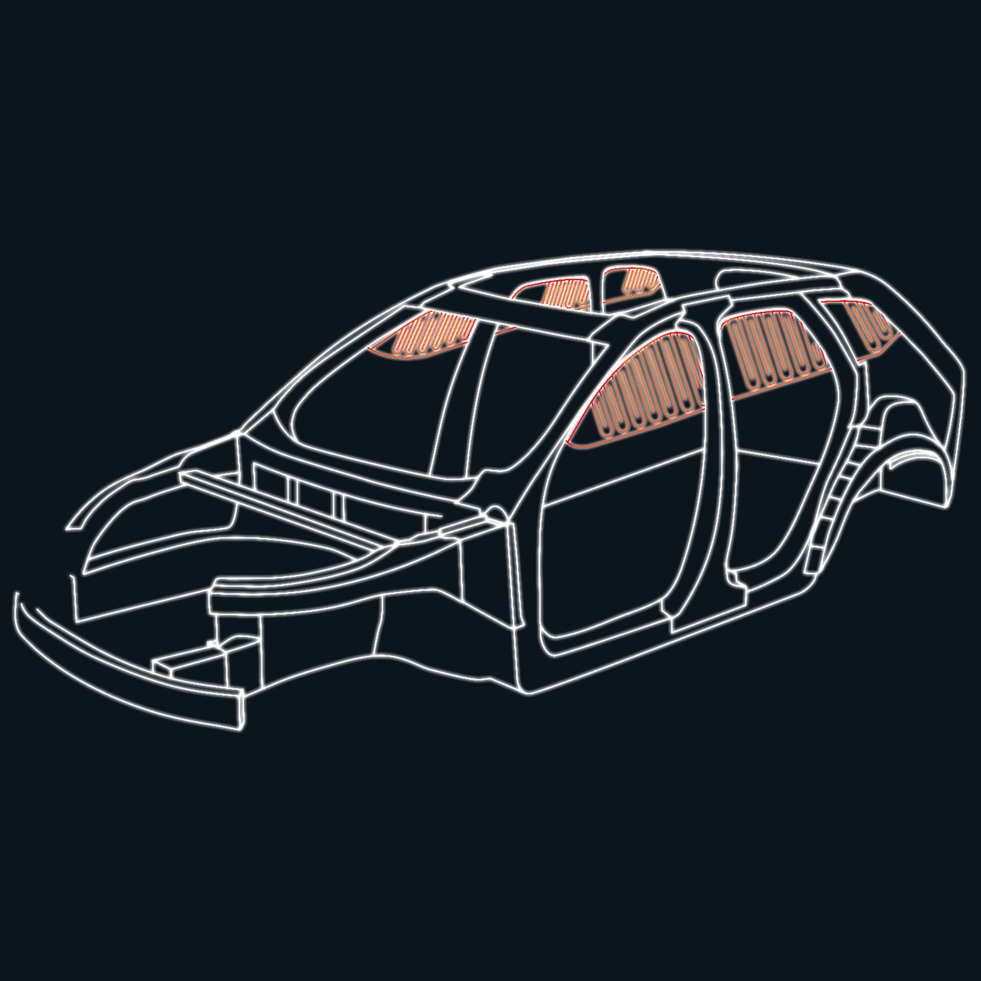 车辆底盘数字轮廓效果