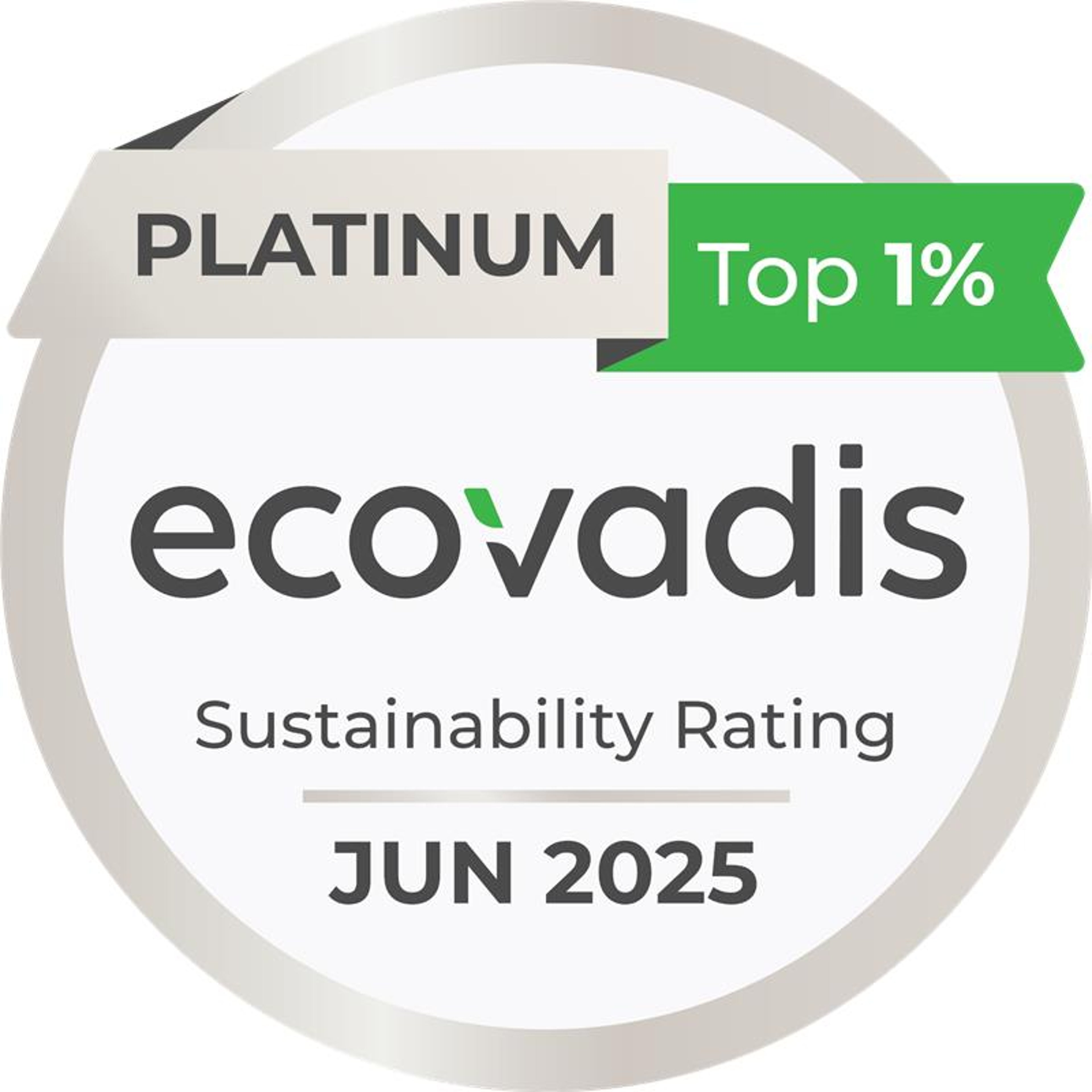 Ecovadis 排名前 1% 金奖认证