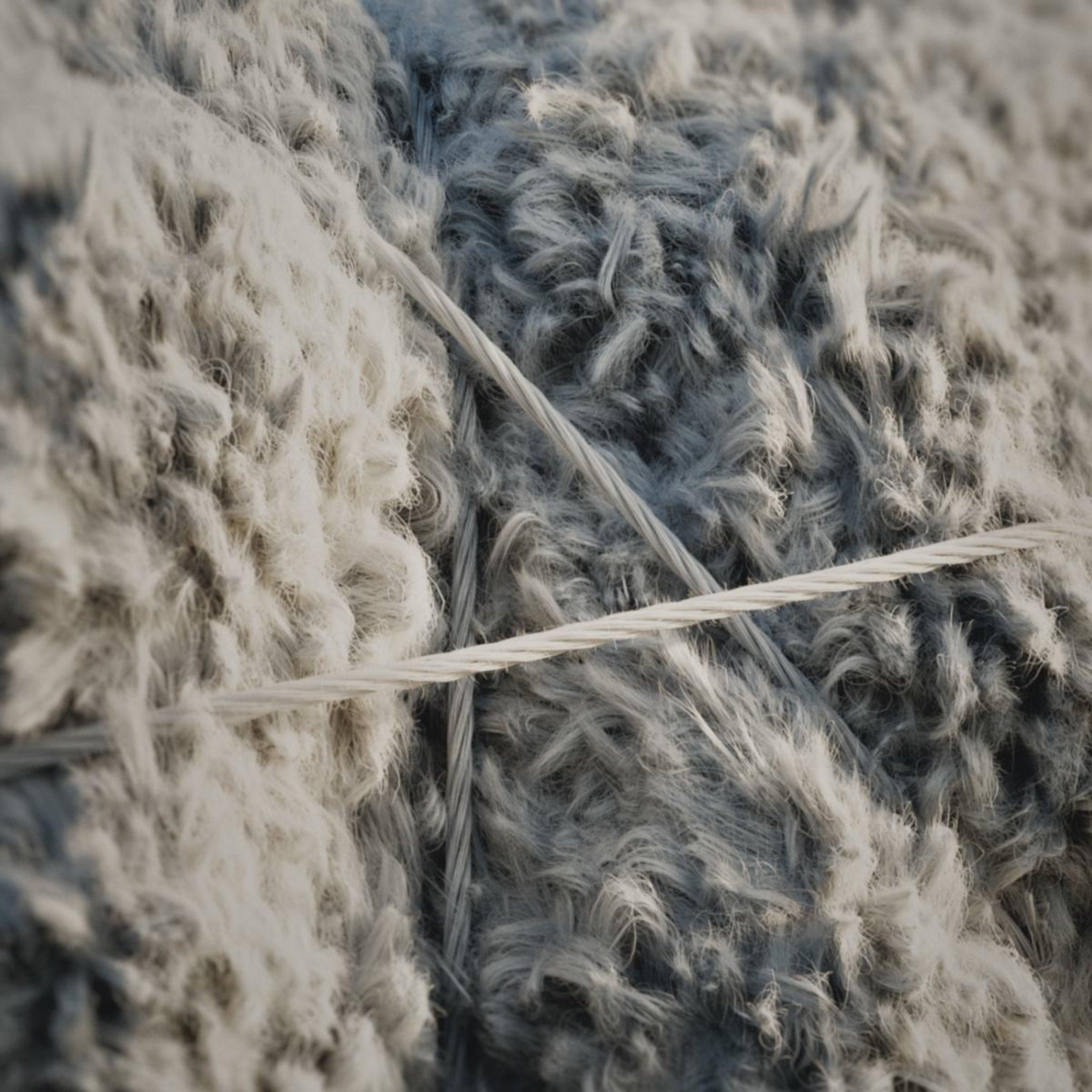 近距离观察纹理感天然羊毛纤维,强调该纤维可追溯且来源可靠。