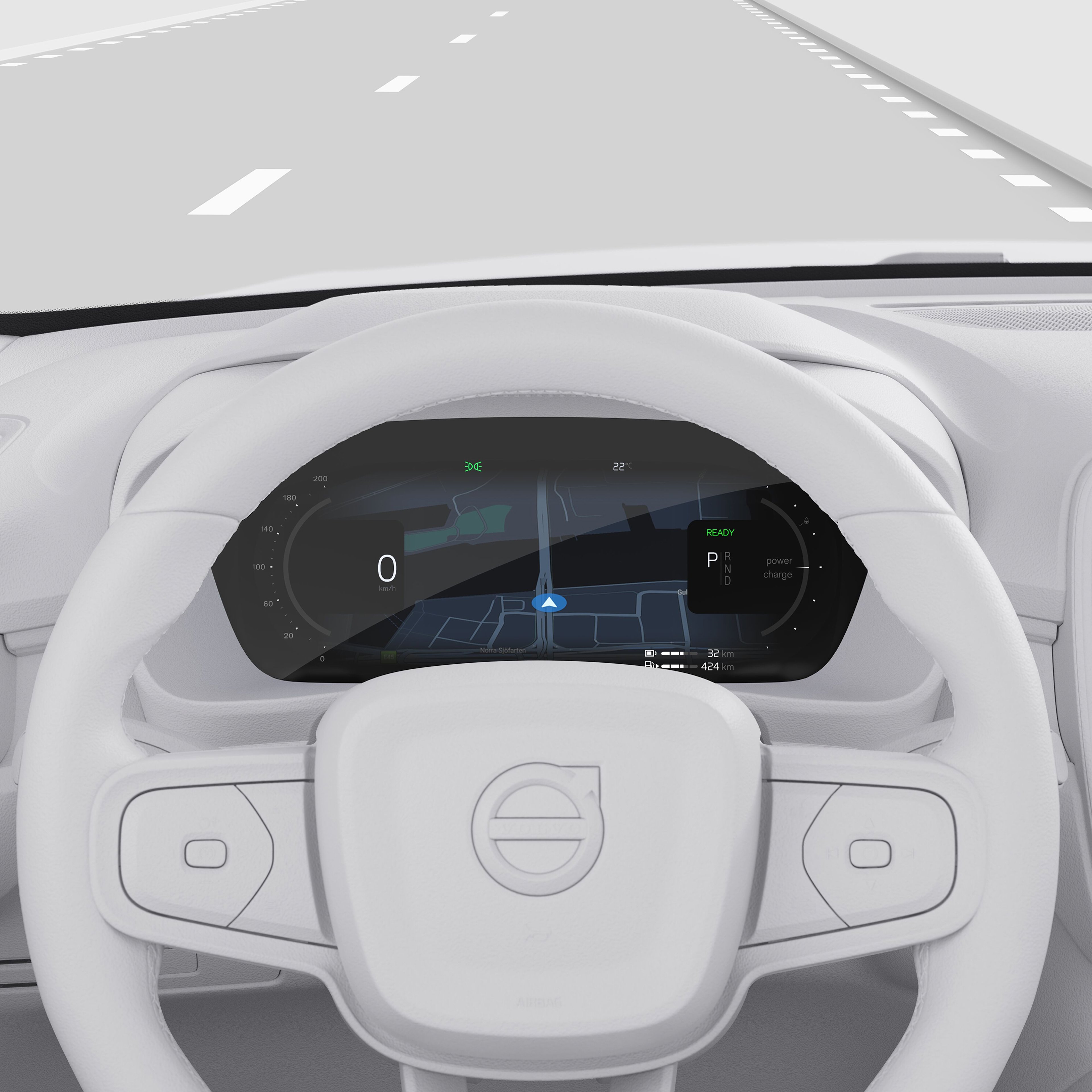 沃尔沃 XC40 12.3 英寸中央显示屏上的主屏幕特写图。