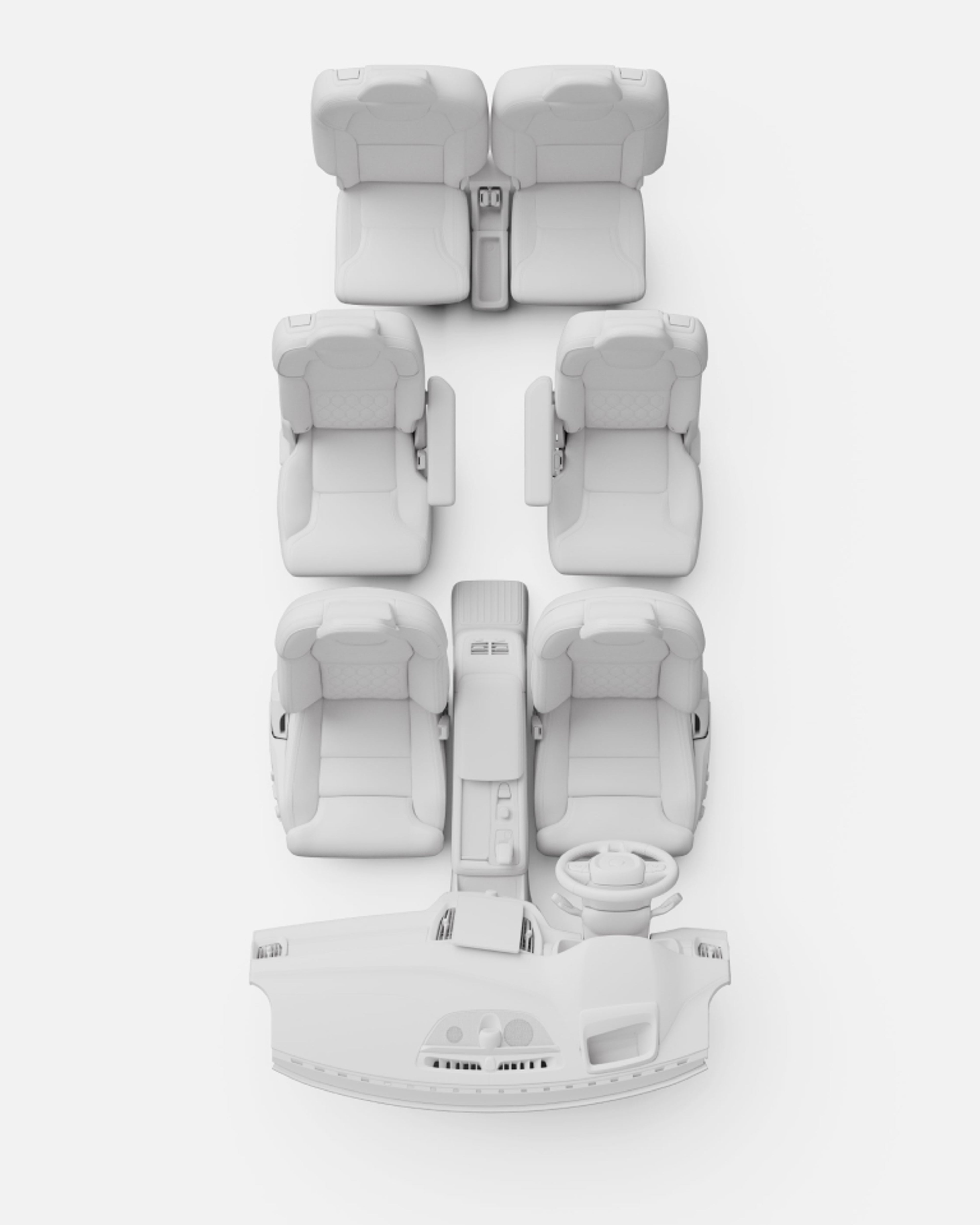 XC90 六座驾驶舱鸟瞰图。