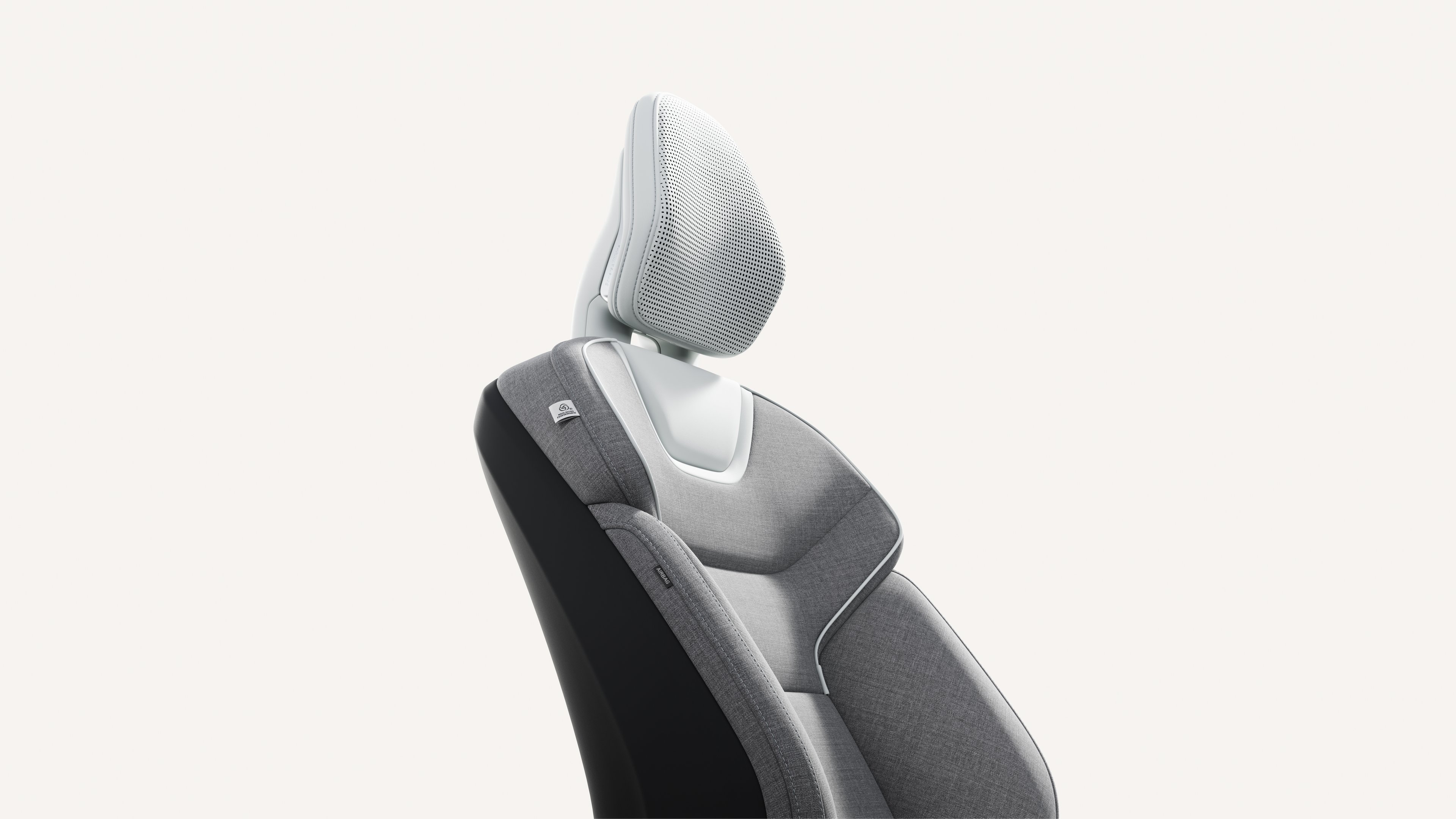 Close-up of the front seat upholstery in the Volvo EX90.