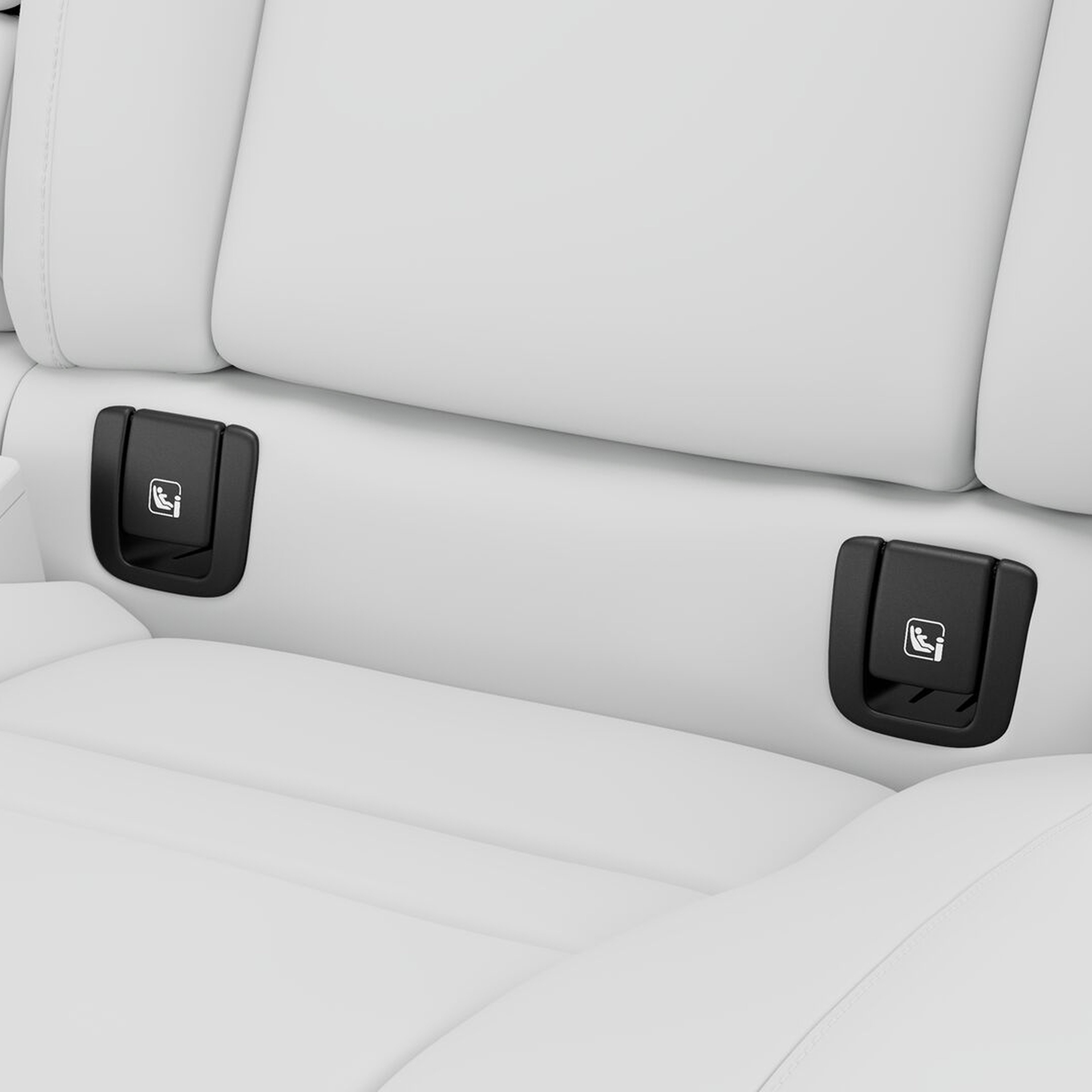 沃尔沃 V60 后座 ISO 固定点的特写图。