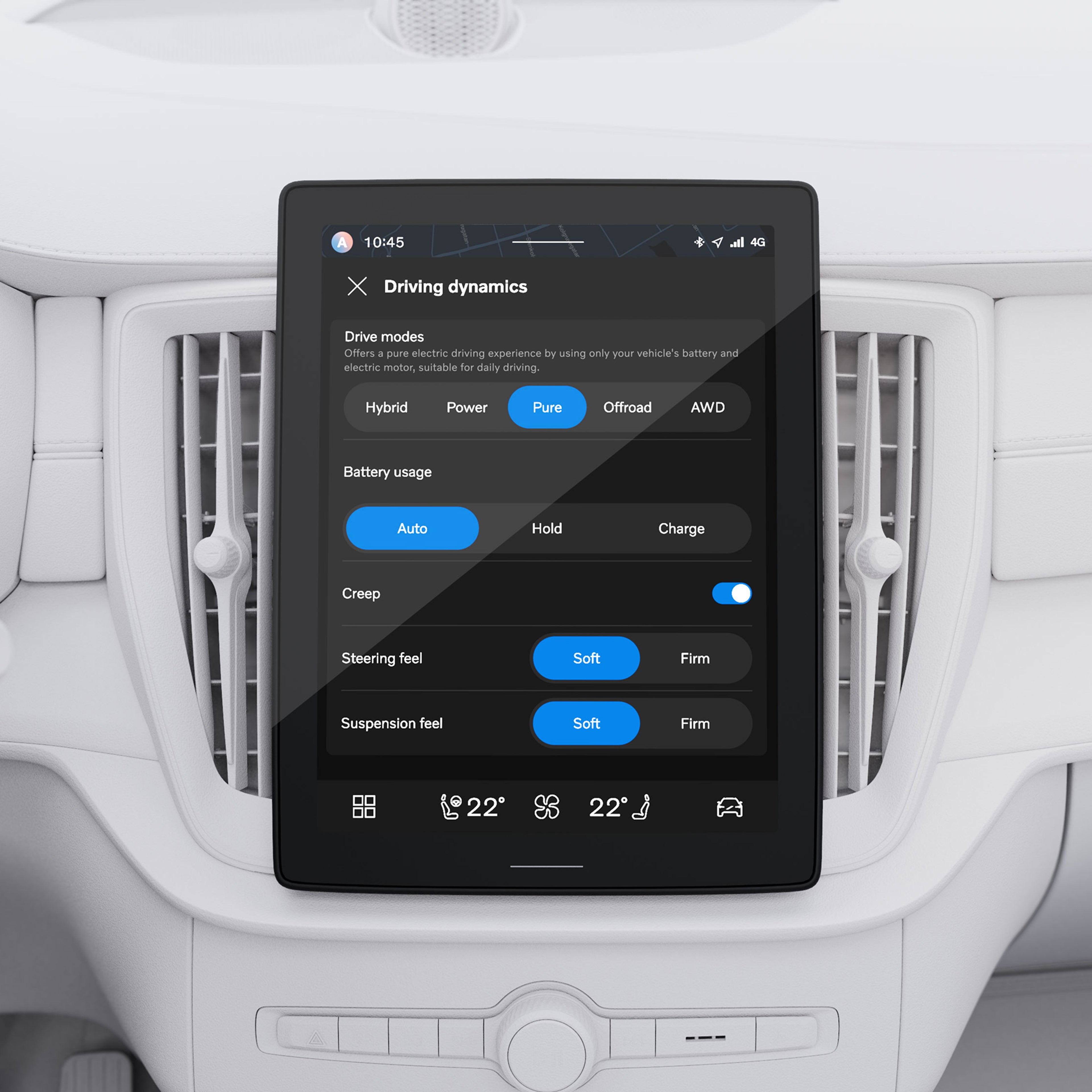 沃尔沃 XC90 中央显示屏上静音模式特写