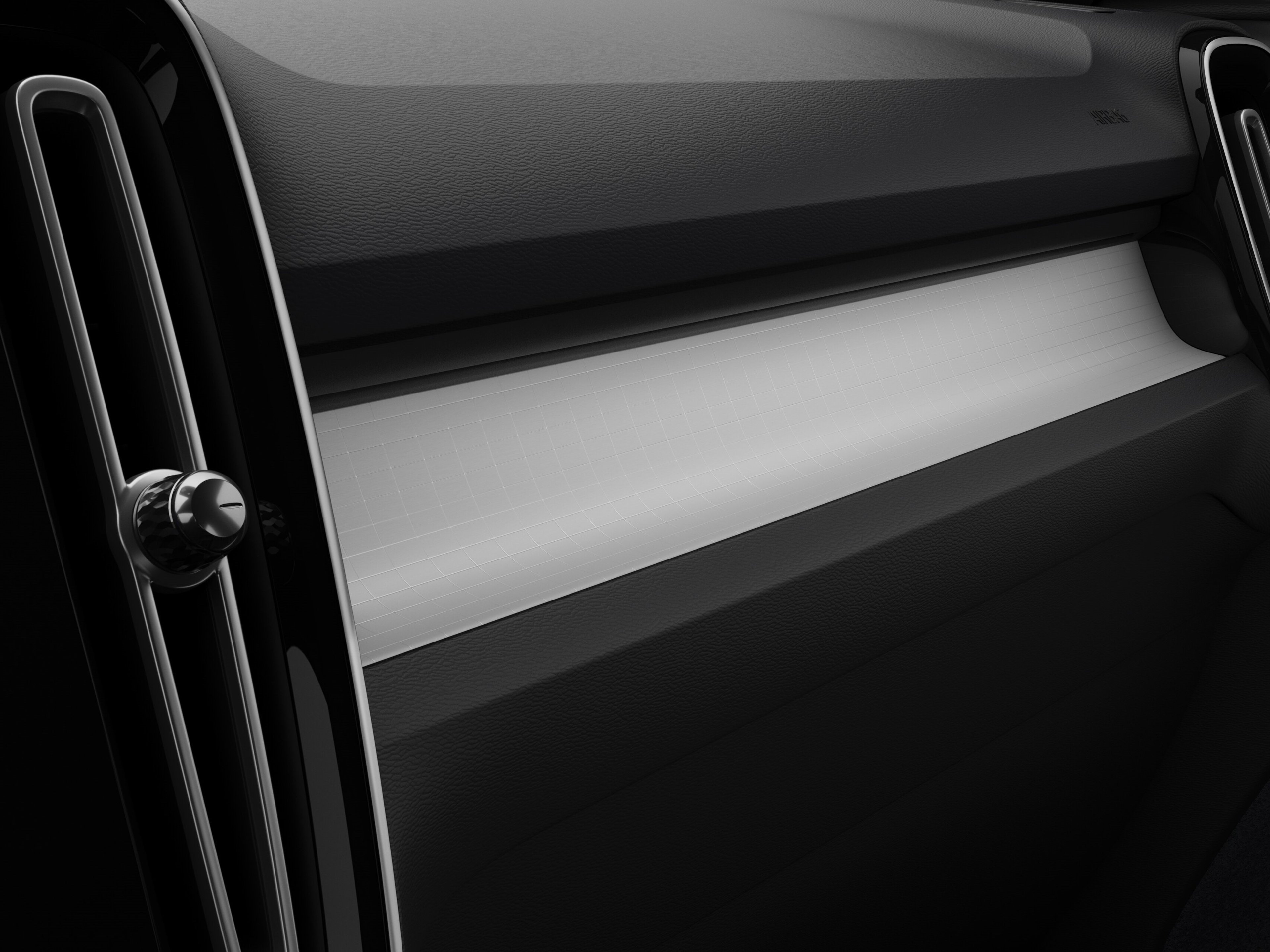 全电动沃尔沃 XC40 Black Edition 的内部视图。