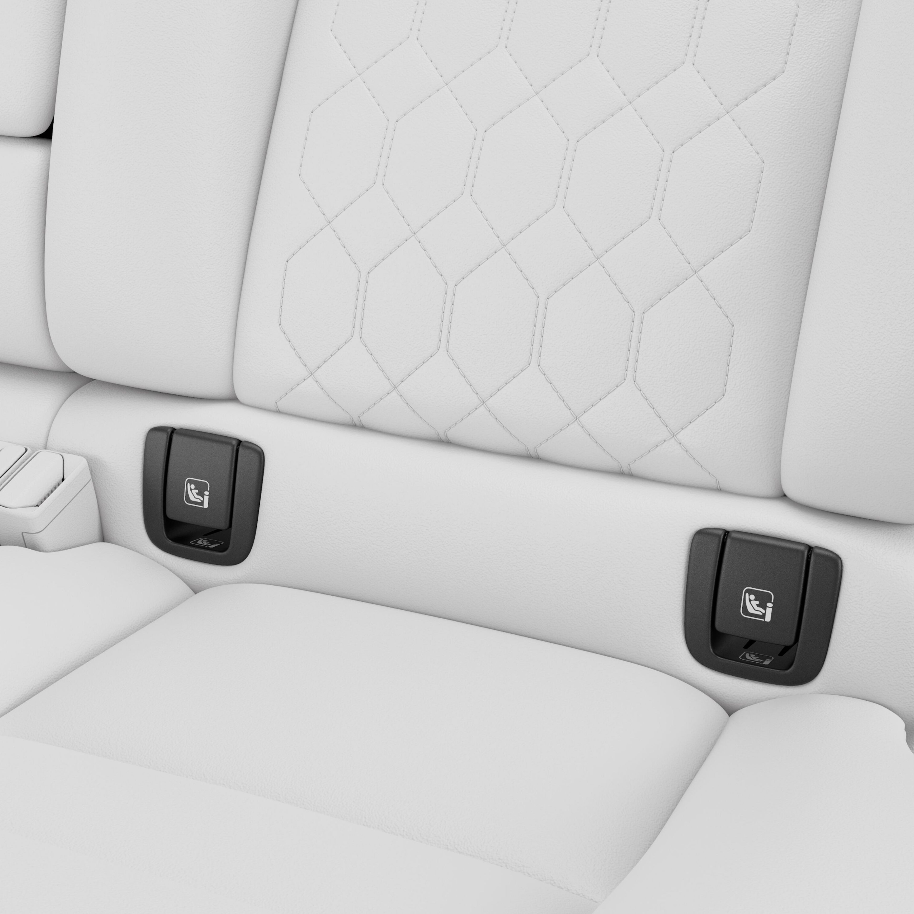 全新 XC60 后座上的 ISO 固定点图示。