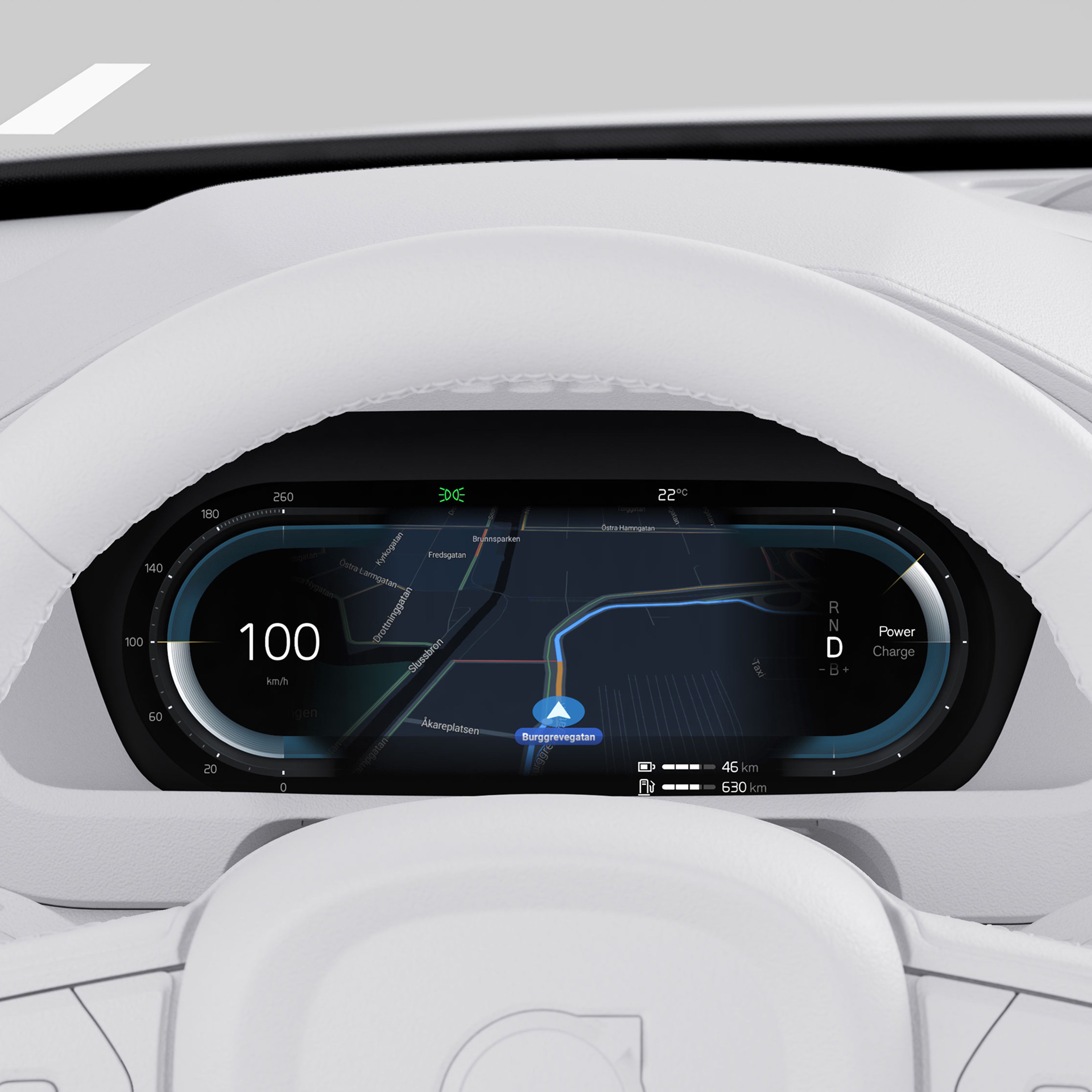 沃尔沃 XC90 驾驶员显示屏的特写图