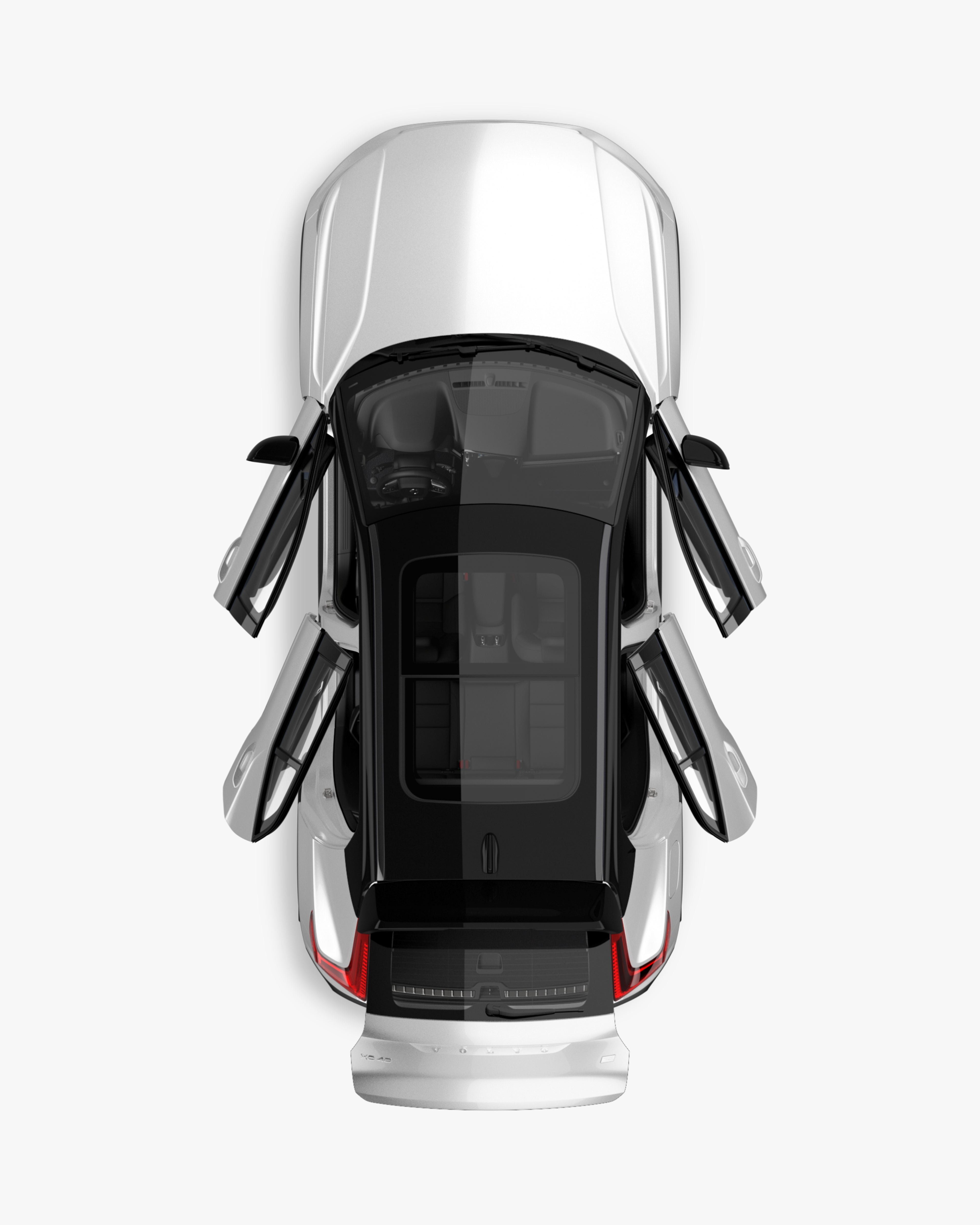 沃尔沃 XC40 SUV 垂直俯视图, 内饰清晰可见。