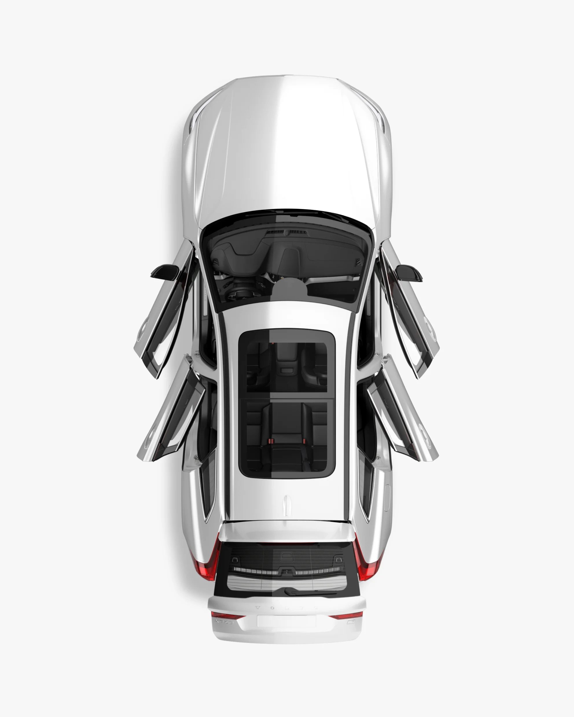 沃尔沃 XC60 垂直俯视图, 内饰清晰可见。