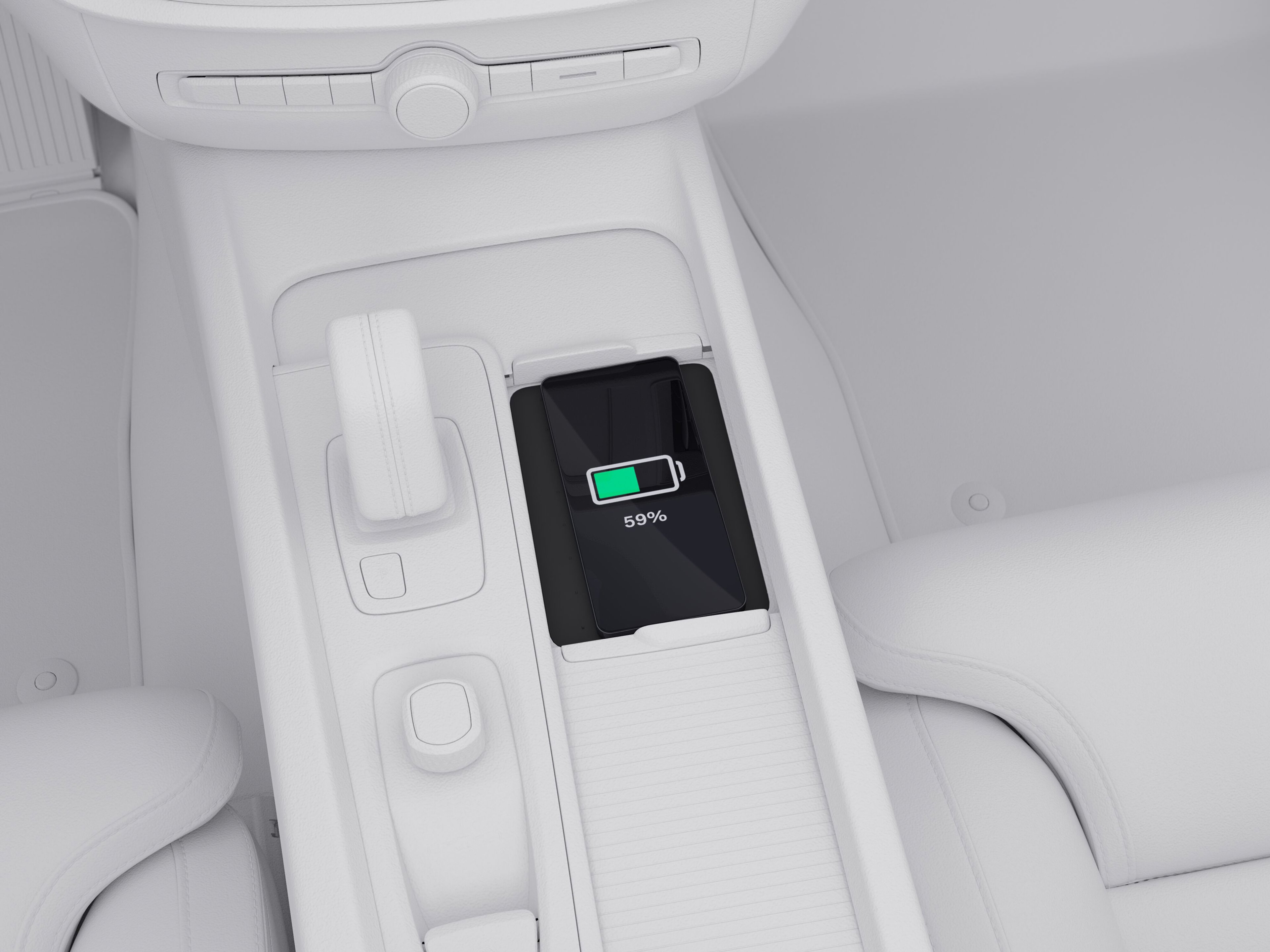 沃尔沃 V60 中控台的手机无线充电板。