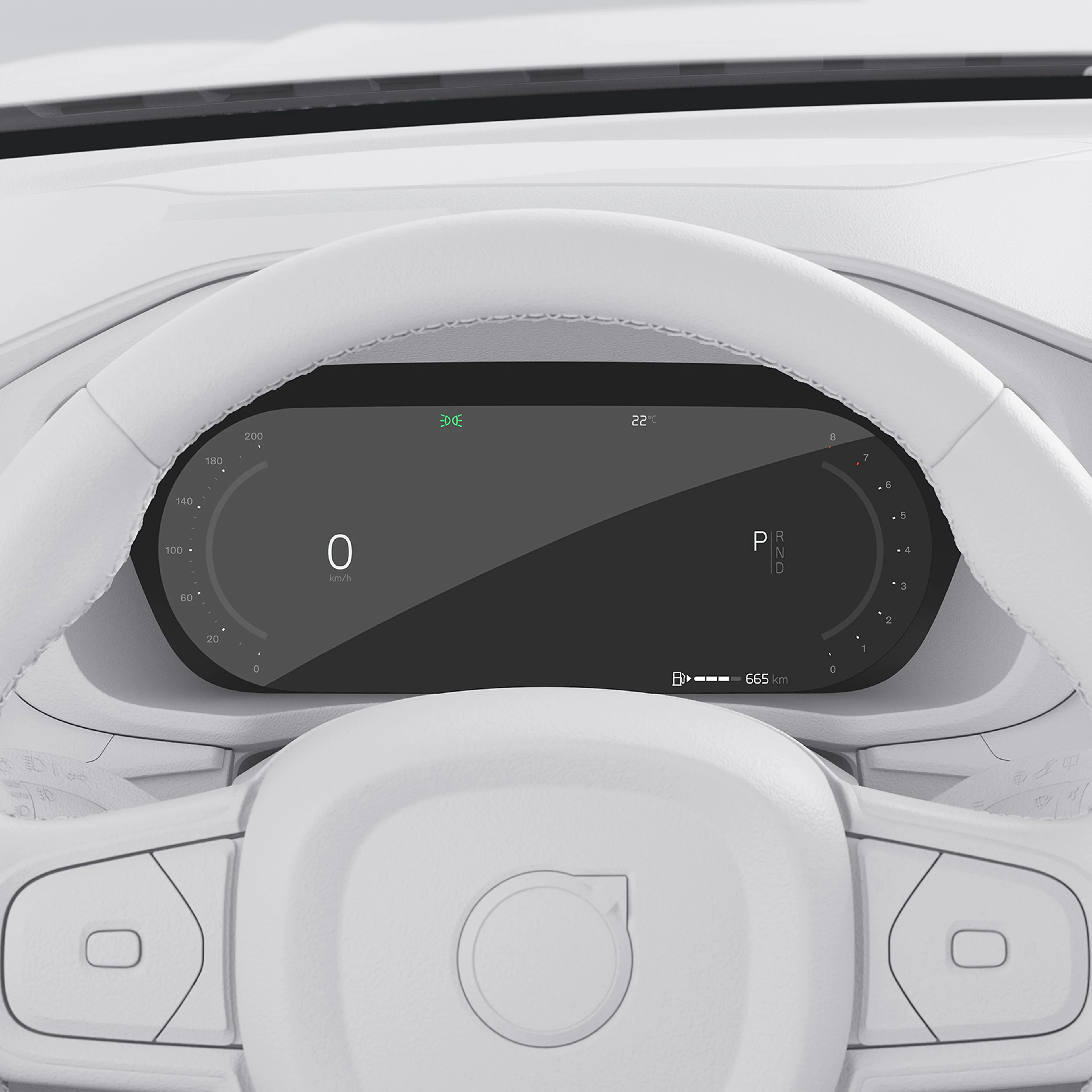 沃尔沃全新 XC60 轻度混合动力车内仪表屏特写。