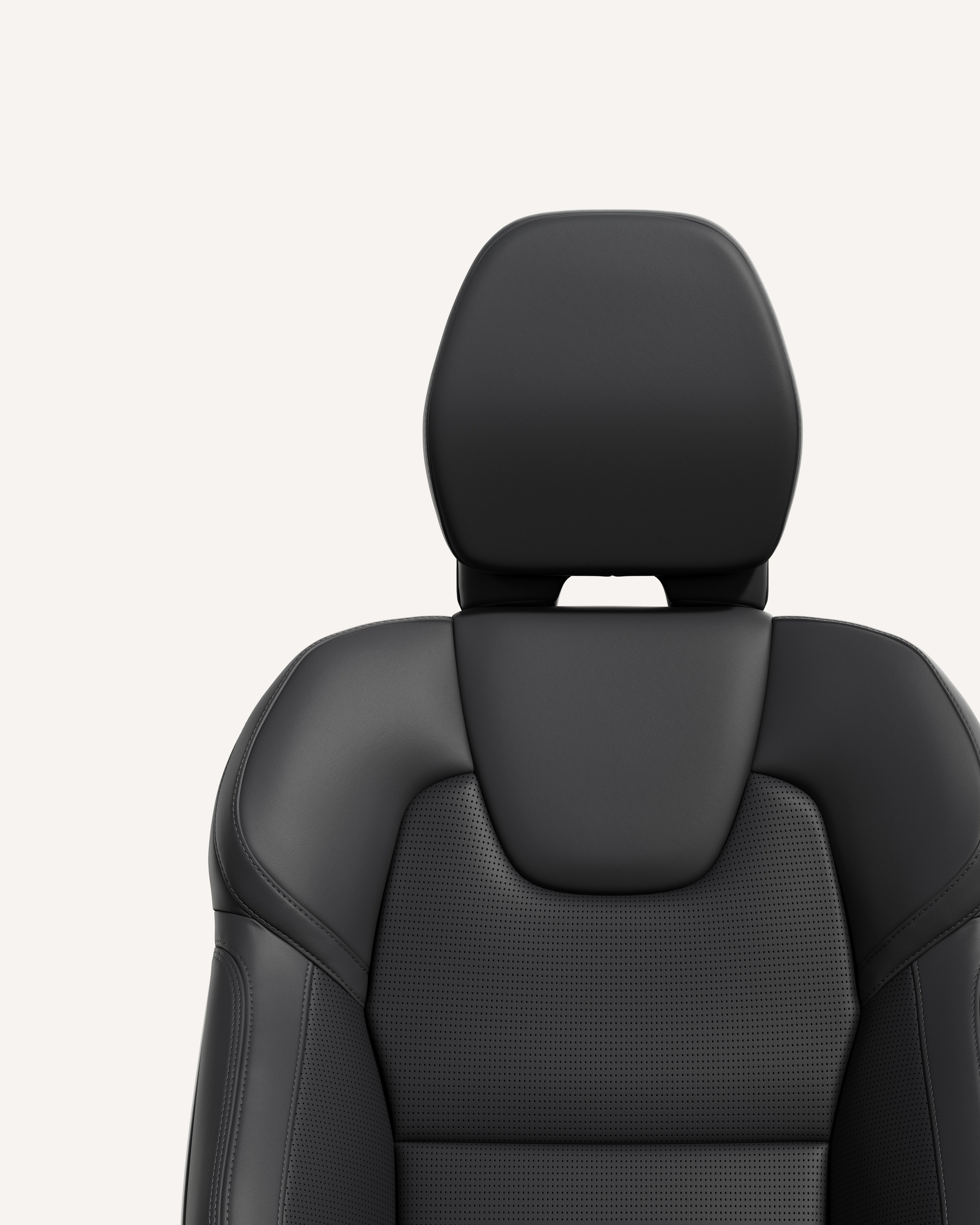 沃尔沃V60前排座椅炭黑色内饰材质特写图示