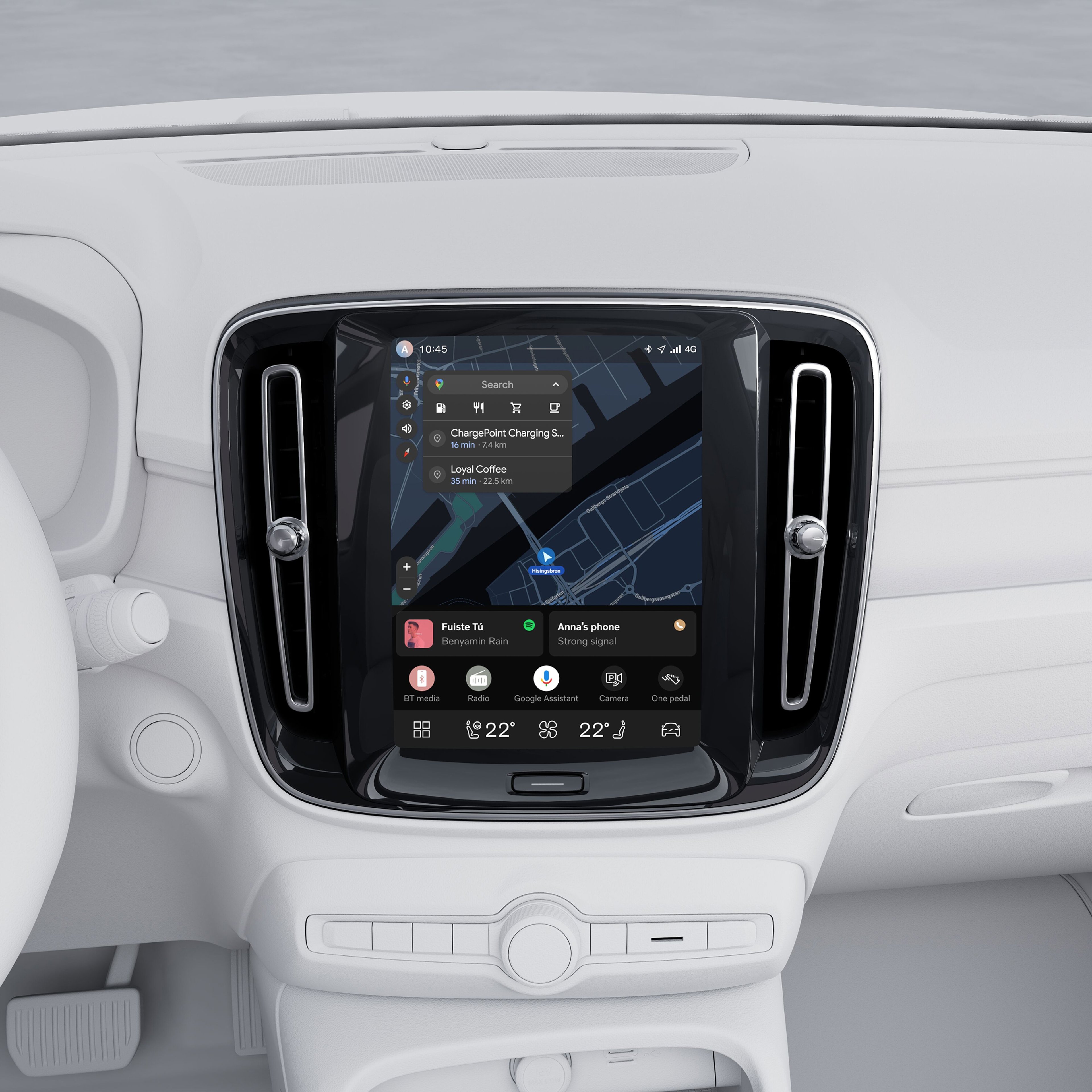 沃尔沃 XC40 中央显示屏的应用程序概览特写图。