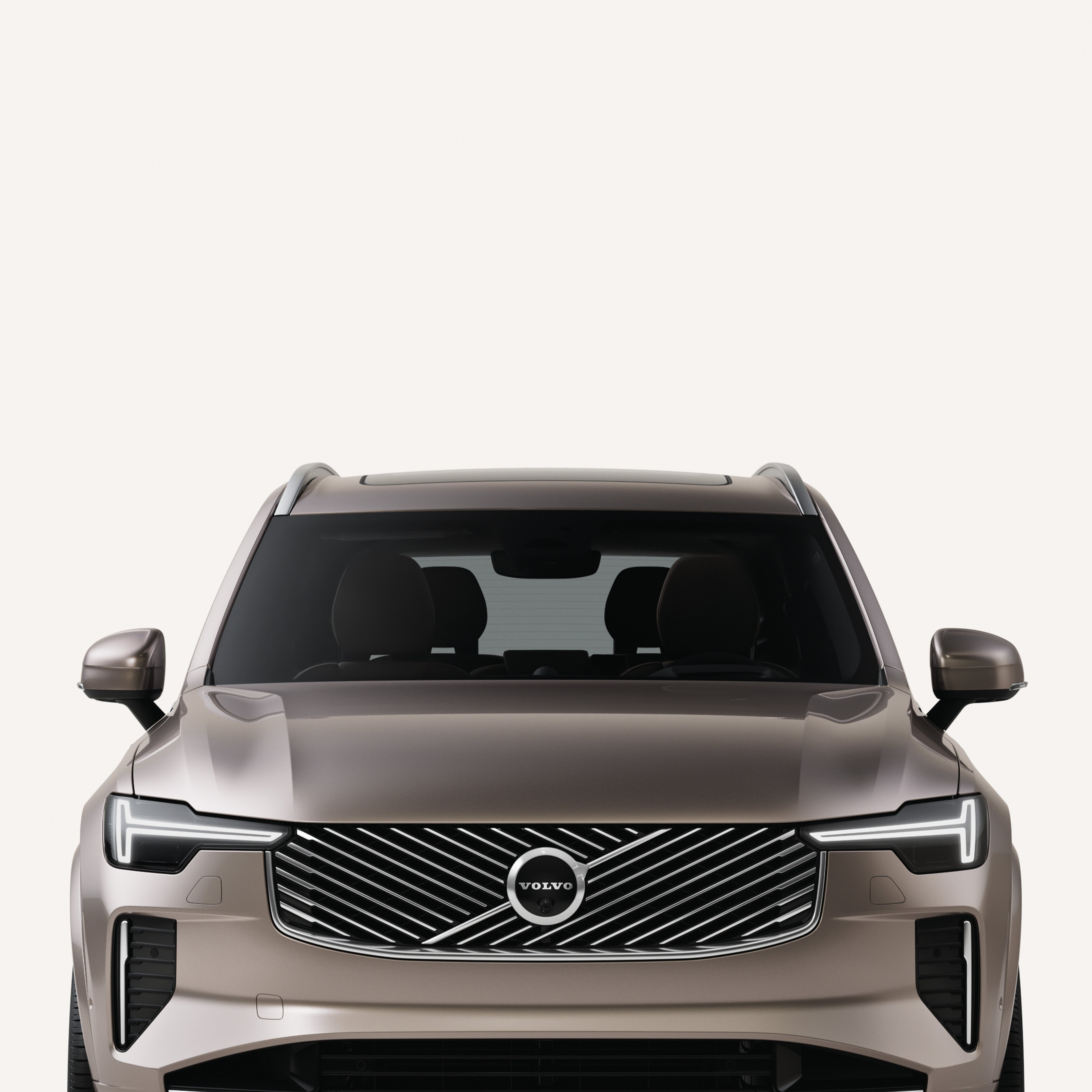 纯白影棚实拍沃尔沃 XC90 正面,尽显精致质感。