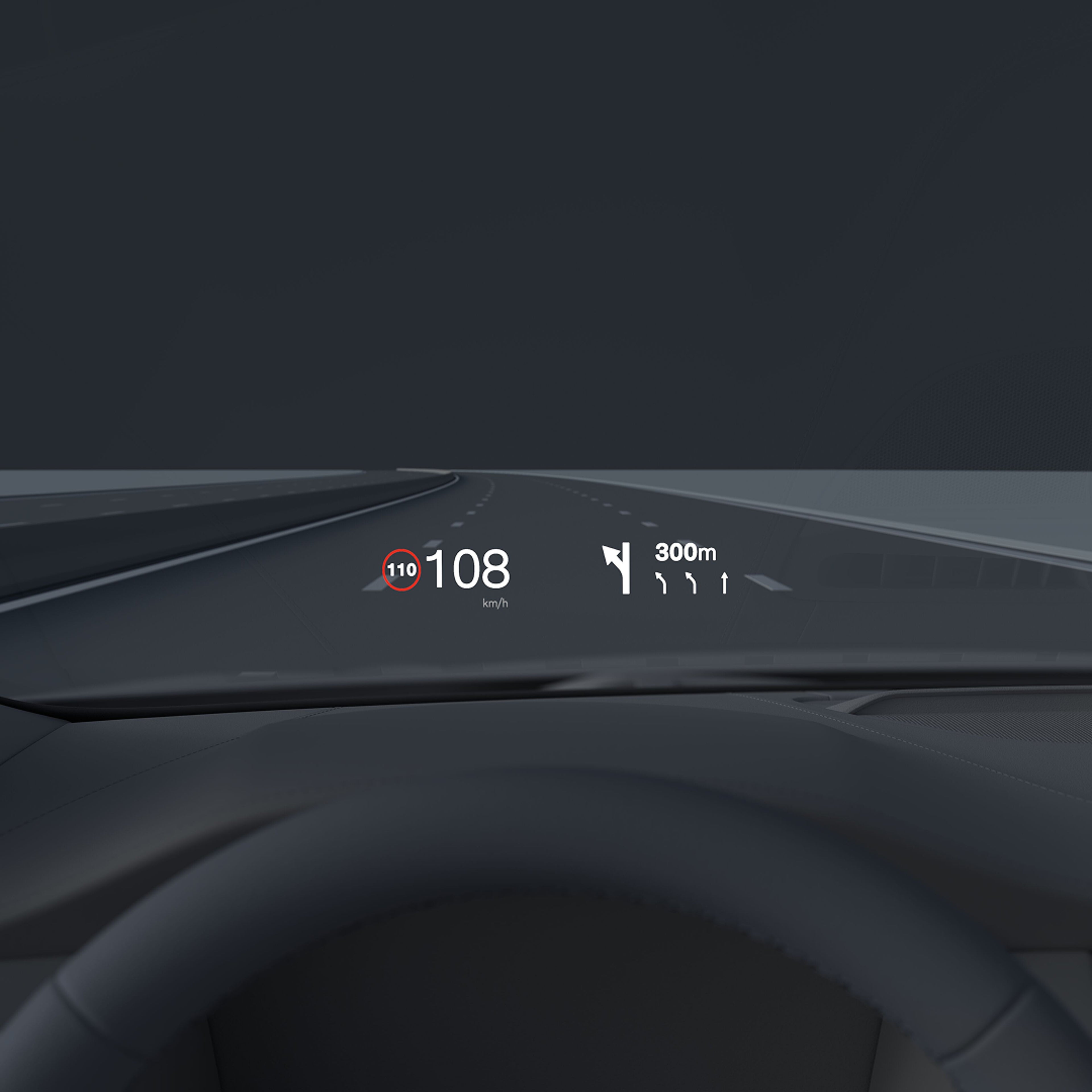 沃尔沃 S90 HUD 平视显示系统特写图。