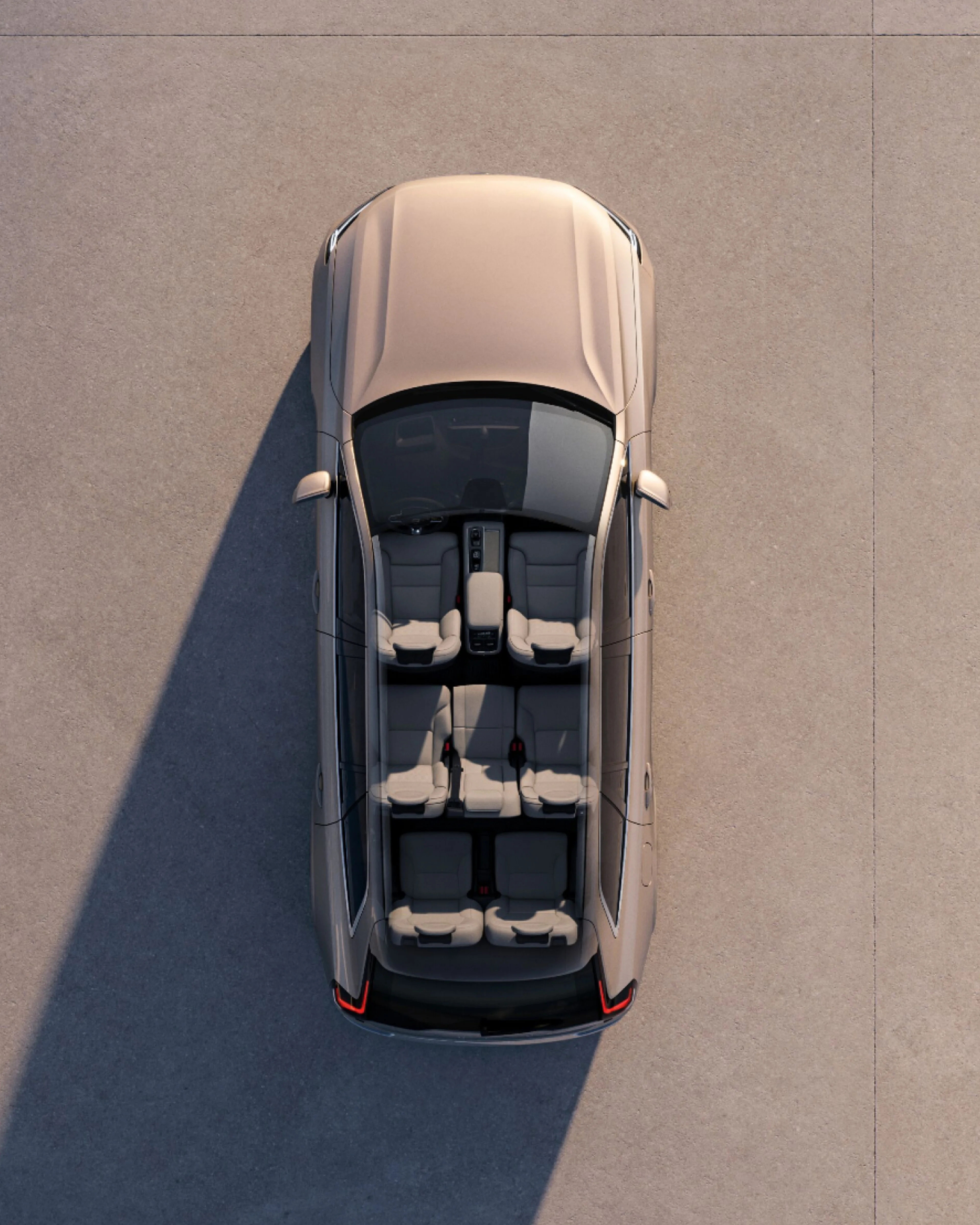 沃尔沃 XC90 七座驾驶舱鸟瞰图。