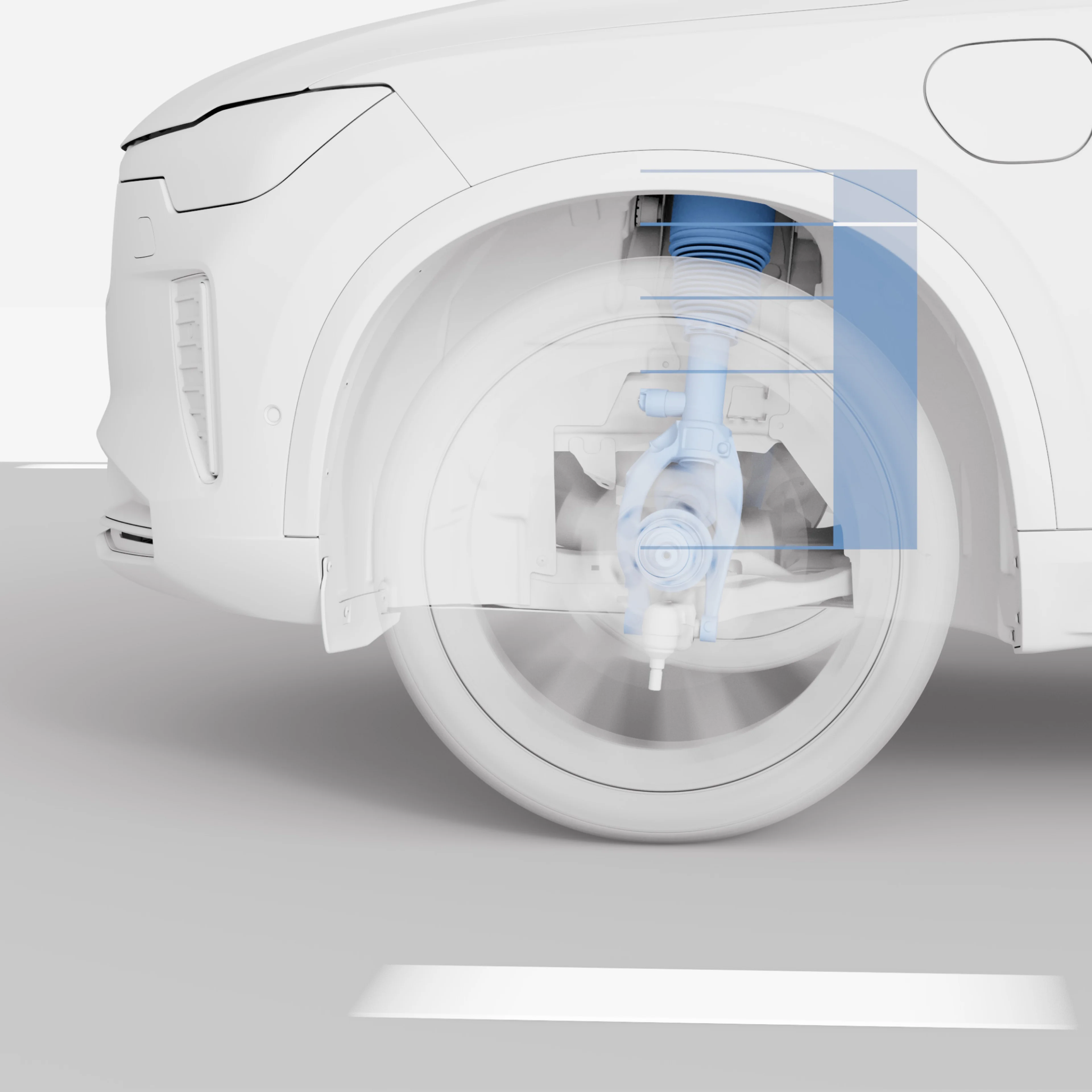 沃尔沃 XC90 空气悬挂和减震器技术细节图。