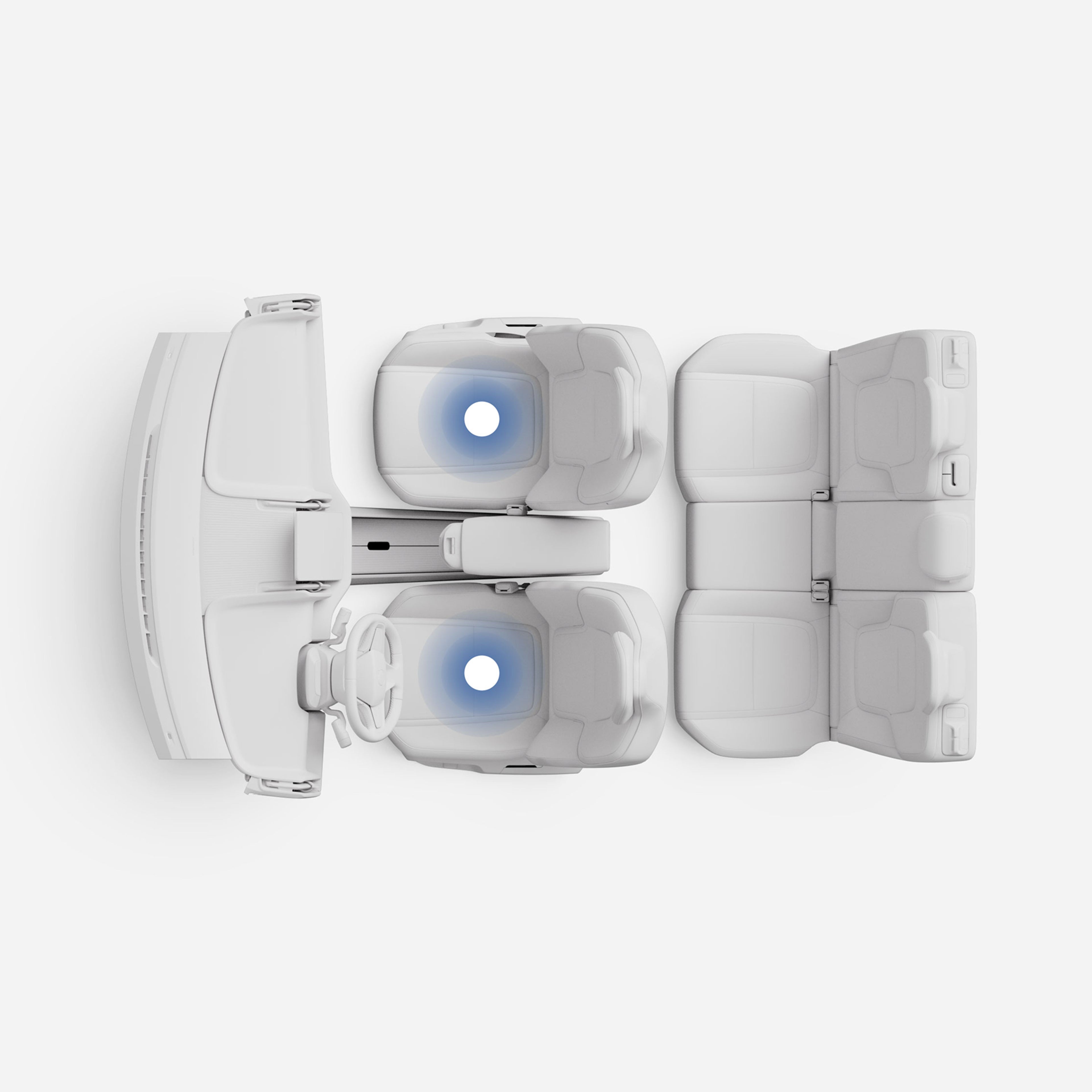 EX30 双区空调系统俯视图。