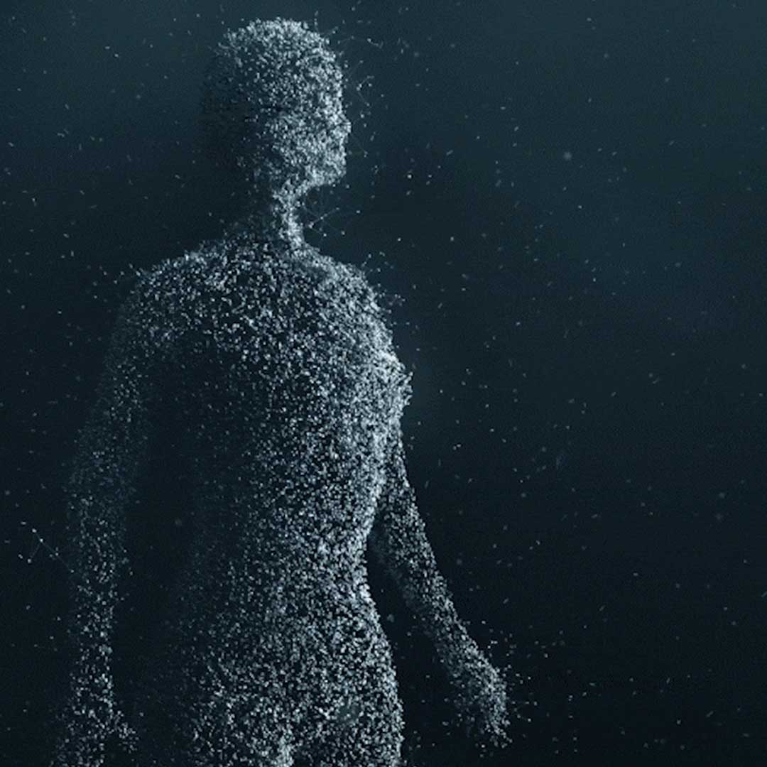 Volvo Cars’ EVA initiative – a humanoid shape, consisting of small light particles.