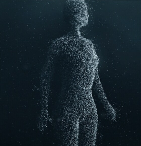 Volvo Cars’ EVA initiative – a humanoid shape, consisting of small light particles.